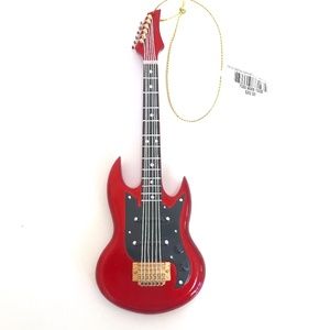 Guitar Ornament Red Christmas